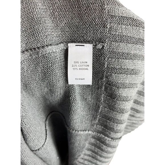 J. Jill Linen Blend Midi Dress Gray XS Petite Lagenlook Oversized Short Sleeve - Picture 9 of 10